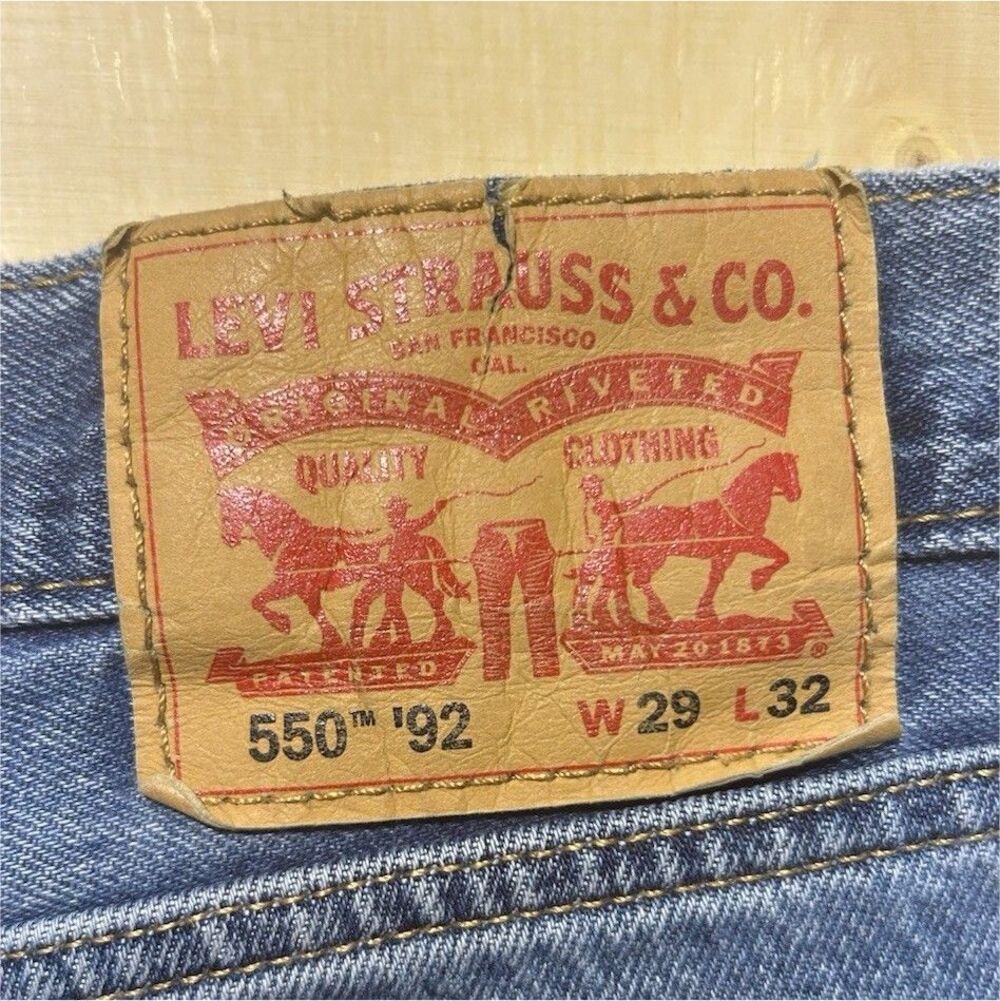W29/L32 Levi's 550 Relaxed Fit Straight Jeans Blue 5-Pocket Denim Men's